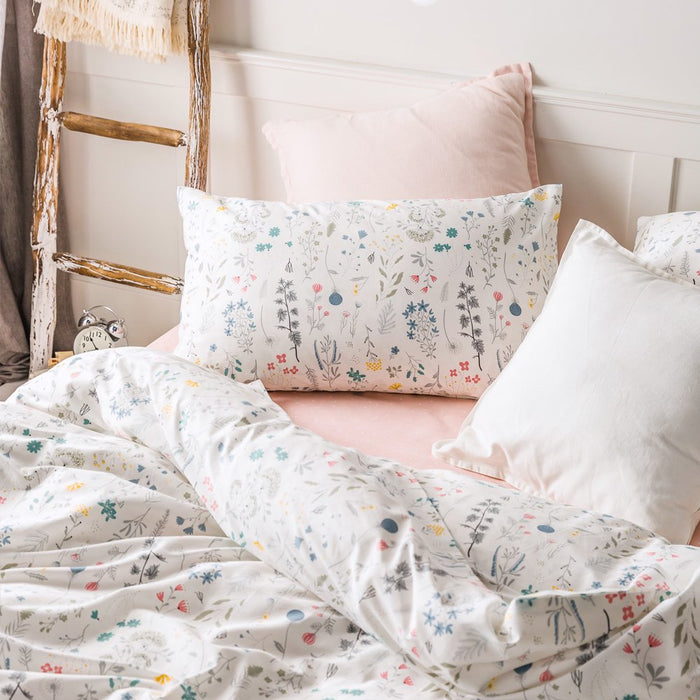 MICBRIDAL Reversible Floral Duvet Cover Queen Soft 100% Cotton Bedding Set Garden Floral Bedding Set Full 3 Pcs Garden Style Floral Comforter Cover for Girls Women