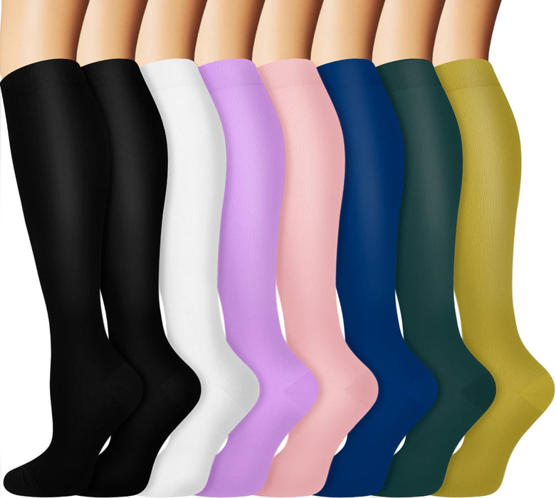 Graduated Copper Compression Socks for Men & Women Circulation 8 Pairs 15-20Mmhg - Best for Running Athletic Cycling