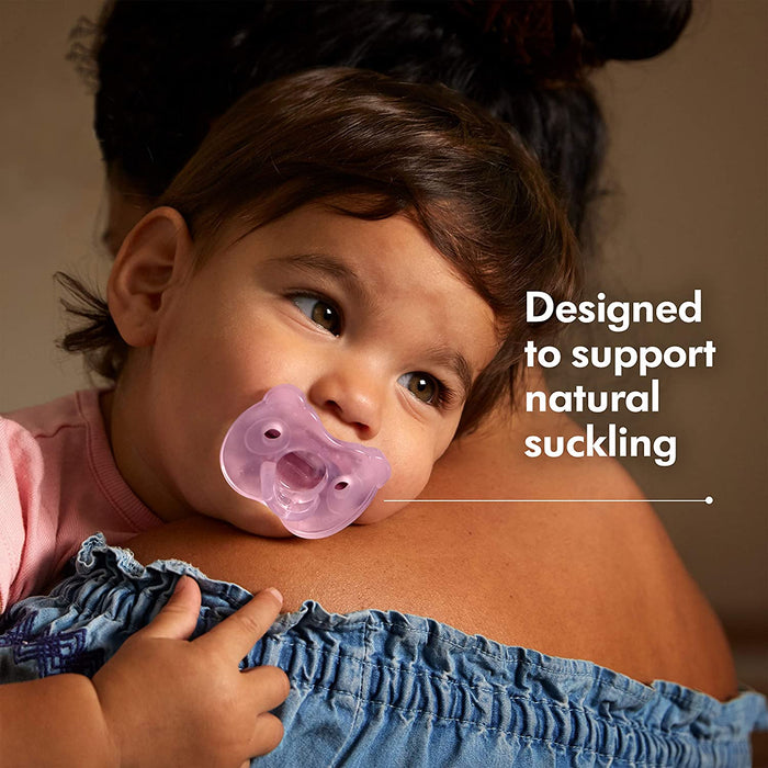 Baby Pacifier | 0-6 Months | Includes Sterilizing Case | 2-Pack | Soft Silicone | Bpa-Free | Supports Natural Suckling | Pink and Clear