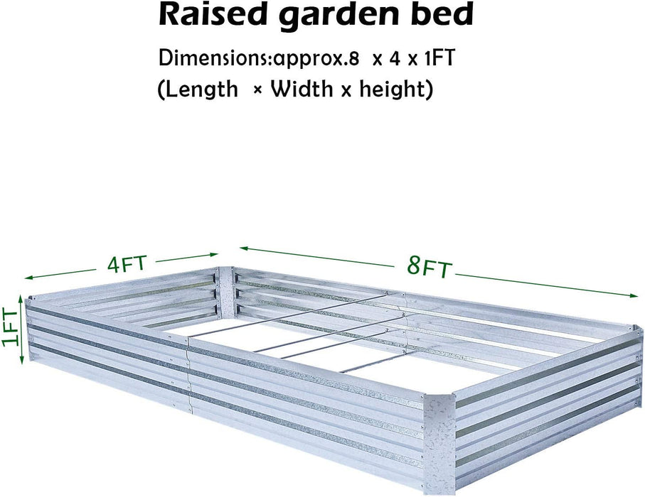 Galvanized Raised Garden Beds for Vegetables Large Metal Planter Box Steel Kit Flower Herb, 8X4X1Ft