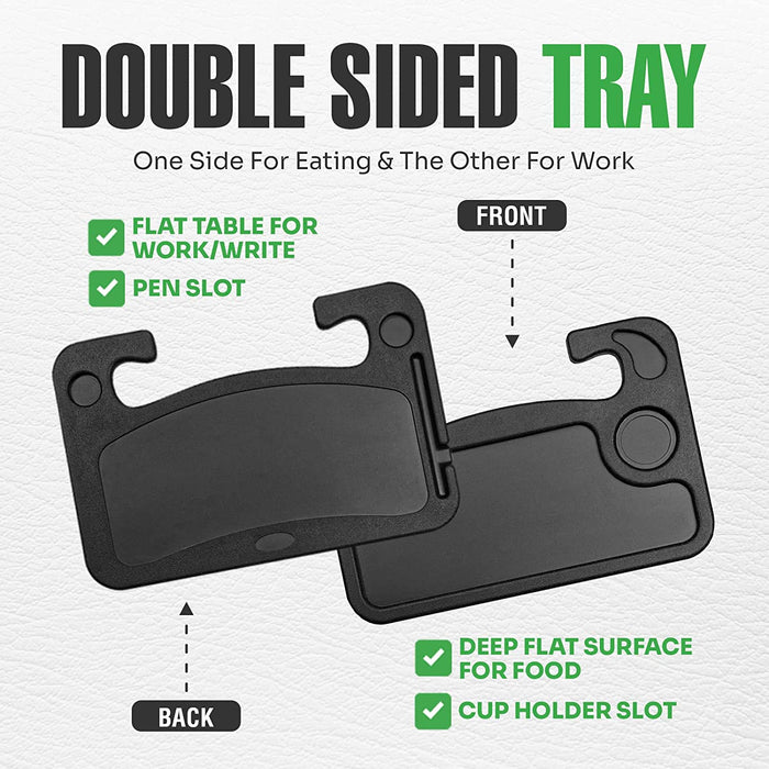 Steering Wheel Tray, Car Tray for Eating, Hook on Steering Wheel Desk for Food, Laptop and Car Accessories, Car Road Trip Must Haves Gadgets That Fits Most Vehicles Steering Wheels, Car Table Black