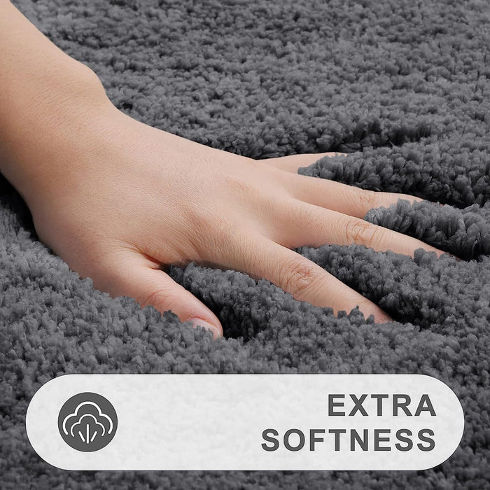 Microfiber Bathroom Rugs (17X24, Grey) Shaggy Soft and Absorbent, Non Slip, Thick Plush, Machine Washable Bath Mat and Bath Rugs for Bathroom