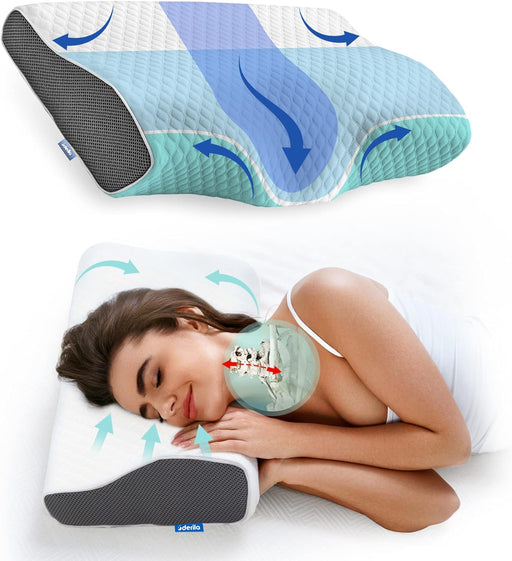 Cervical anti Snore Pillows for Sleeping - Ergonomic Neck Support Pillow for Neck & Shoulder Pain Relief - Side, Back, Stomach Sleepers - Contour Best Bed Anti-Snoring Pillows for Sleeping