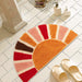 Boho Bathroom Rugs Half Circle Bath Mat Cute Bohemian Bath Rug for Bedroom Small Carpet Home Decor Non-Slip Semi round Shower Rug Funny Washable Indoor Floor Door Mat Sun Retro 16X30Inch