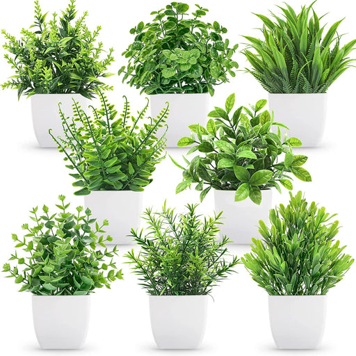 8 Packs Fake Plants Small Artificial Faux Potted Plants for Home Office Farmhouse Bathroom Bedroom Decor Indoor