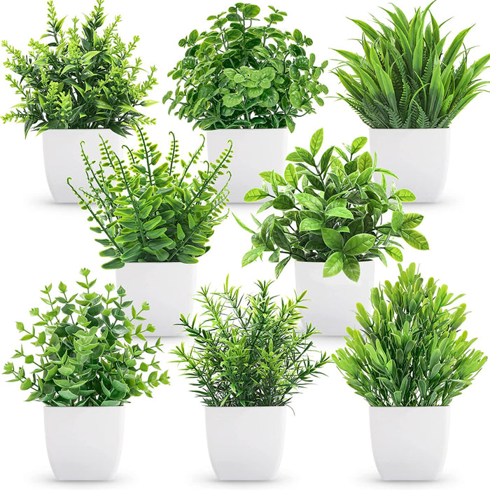 8 Packs Fake Plants Small Artificial Faux Potted Plants for Home Office Farmhouse Bathroom Bedroom Decor Indoor