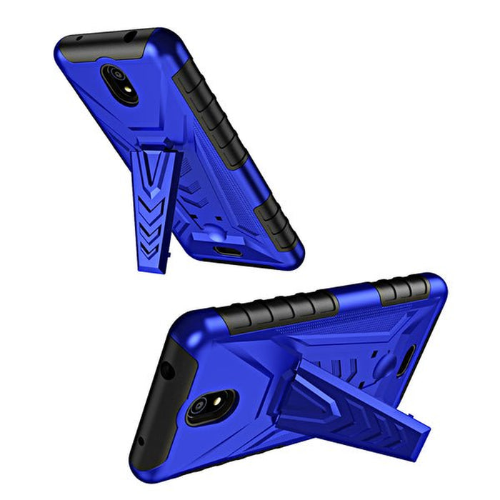 for Nokia C100 Case Kickstand with Tempered Glass Screen Protector Shock Proof Hybrid Cover with Phone Belt Clip Holster - Blue