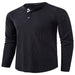 Mens Fashion Waffle T Shirts Henley Neck Solid Color Pullover Work Long Sleeve T-Shirt Black XL