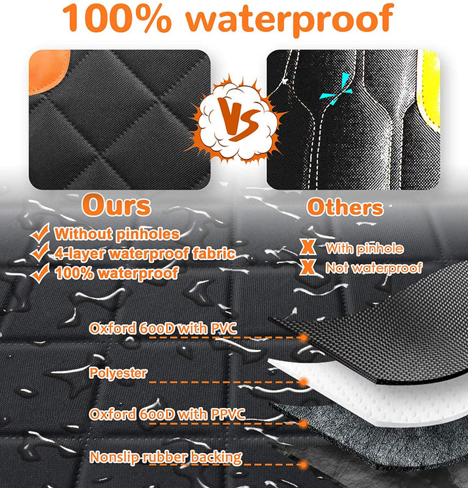 Upgraded Dog Seat Covers with Mesh Visual Window 100% Waterproof Dog Car Seat Cover Nonslip Pet Seat Cover for Back Seat with Storage Pockets, Washable Dog Hammock for Cars Trucks and Suvs