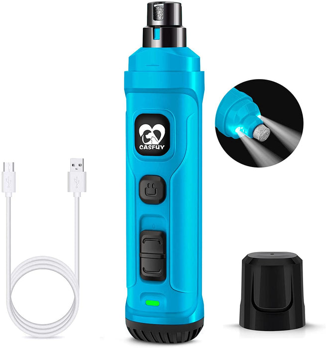 Dog Nail Grinder with 2 LED Light - New Version 2-Speed Powerful Electric Pet Nail Trimmer Professional Quiet Painless Paws Grooming & Smoothing for Small Medium Large Dogs and Cats (Orange)