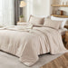Khaki Comforter Set Full Size, 3 Pieces Farmhouse Solid Bedding Set & Collections, Taupe Bed Set (79X90In Comforter & 2 Pillowcases)