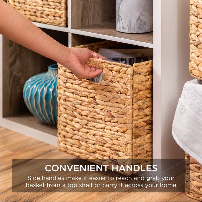 12X12In Hyacinth Baskets, Set of 5 Multipurpose Collapsible Organizers W/ Inserts - Natural