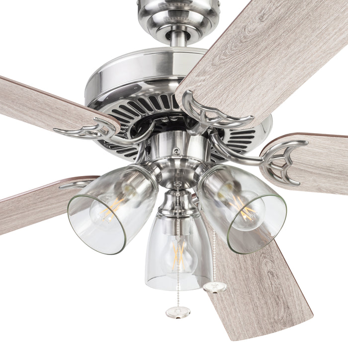 Better Homes & Gardens 52" 5 Blade Satin Nickel Ceiling Fan with 3 Lights