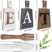 Cutting Board Eat Sign Set Hanging Art Kitchen Eat Sign Fork and Spoon Wall Decor Rustic Primitive Country Farmhouse Kitchen Decor for Kitchen and Home Decoration (Gray, White, Brown)