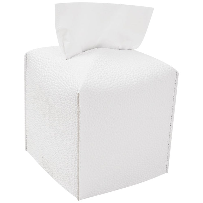 White Tissue Box Cover, PU Leather Square Tissue Box Holder for Living Room/Night Stands/Office/Car/Dining Table Home Decor