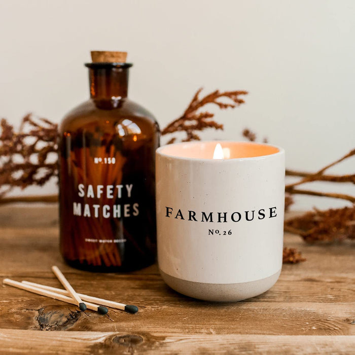 Farmhouse Candle | Autumn, Cinnamon, and Nutmeg, Fall Scented Soy Candles for Home | 12Oz Stone Jar, 60+ Hour Burn Time, Made in the USA
