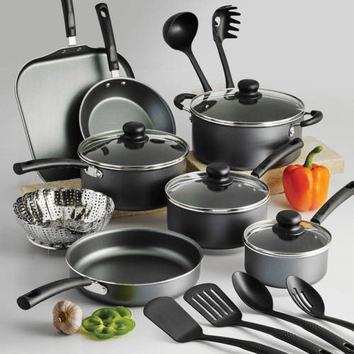 Primaware 18 Piece Non-Stick Cookware Set, Steel Gray