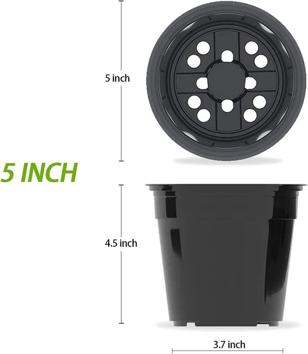 25 Packs 4 5 6 Inch Nursery Pots round Flower Pots Decorative Plastic Pots for Plants with Drainage Hole Seed Starting Pots for Seeding, Succulent(5 Inch, Black)