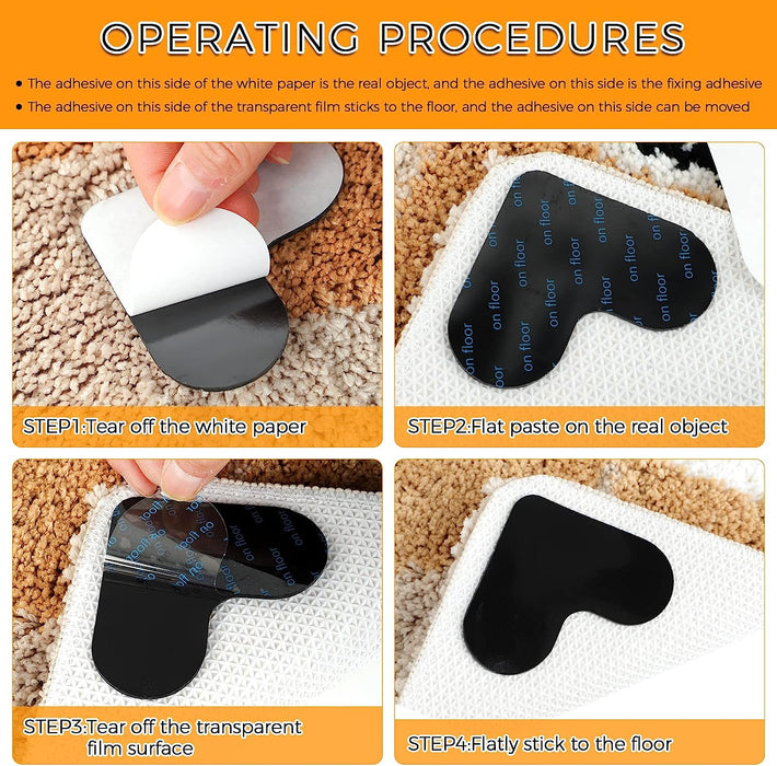 36 Pack Rug Gripper Tape, Reusable Washable Carpet Tape, Double Sided Non-Slip Rug Pads Rug Gripper for Hardwood Floors and Tile, Rug Stopper for Area Rugs