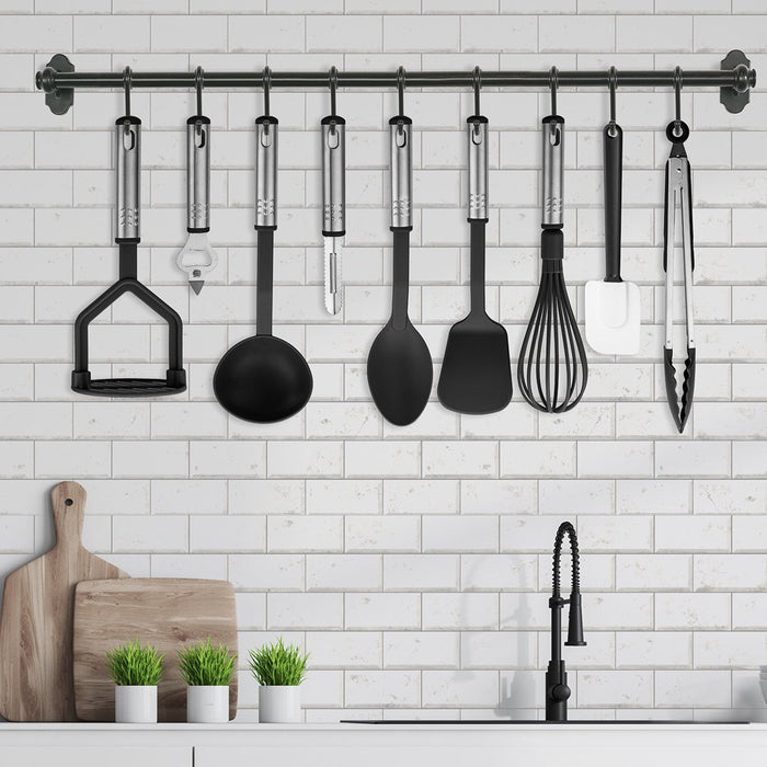 Lux Decor Collection 23 Piece Kitchen Utensils Set - Nylon and Stainless Steel Cooking Utensils Set - Black Utensil Kitchen Starter Set